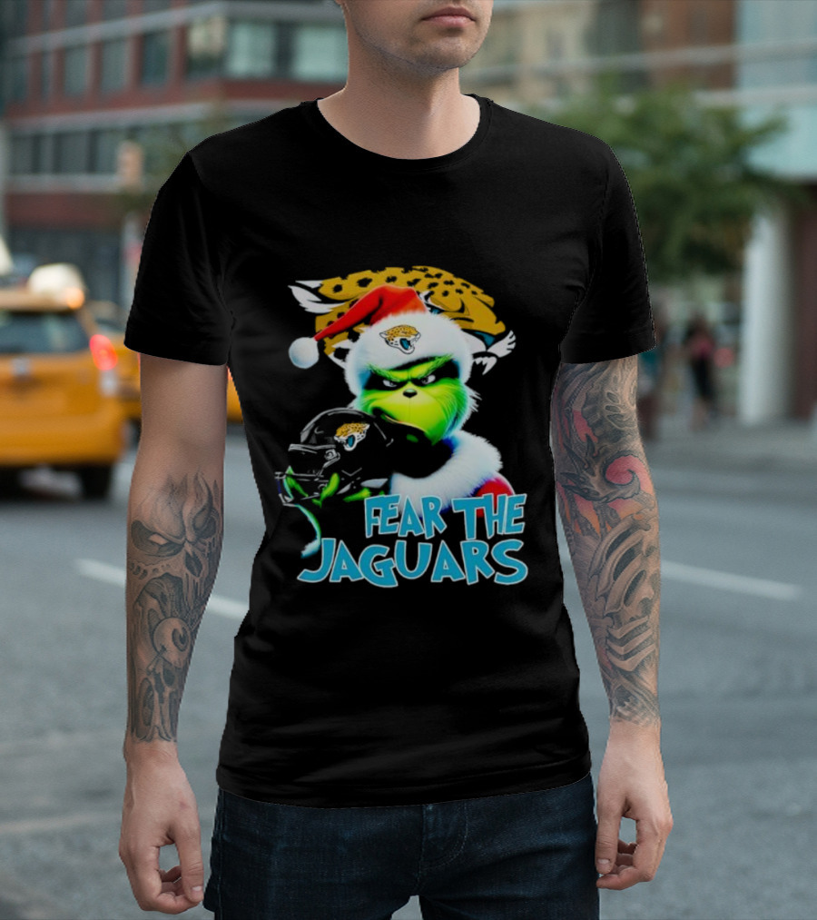 Santa Grinch Fear The Jaguars Jacksonville Jaguars NFL T-Shirt