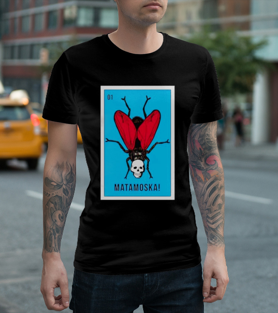 La Moska Loteria Matamoska 01 Fly Skull Blue Red Wings T-Shirt