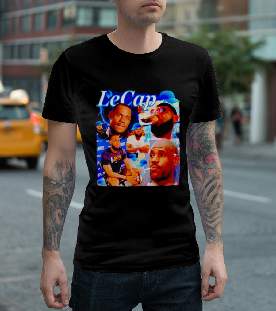 LeCap Lebron James Lakers Playoffs Meme Electricity Background T-Shirt