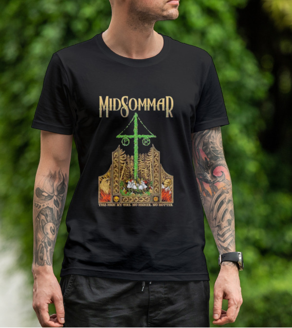 Midsommar This High My Fire Scene With Maypole And Forest Emblems T-Shirt