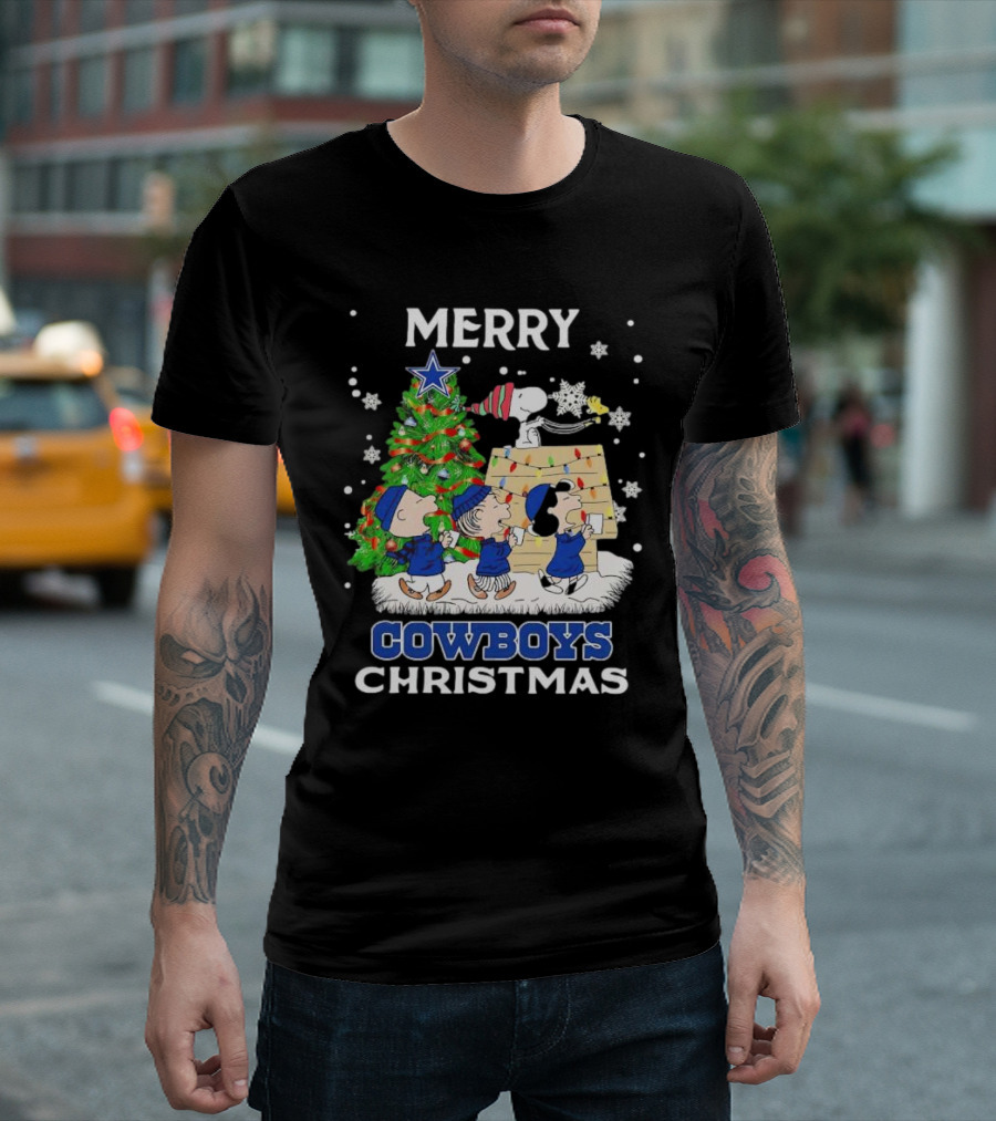Merry Cowboys Christmas Peanuts Characters Dallas T-Shirt