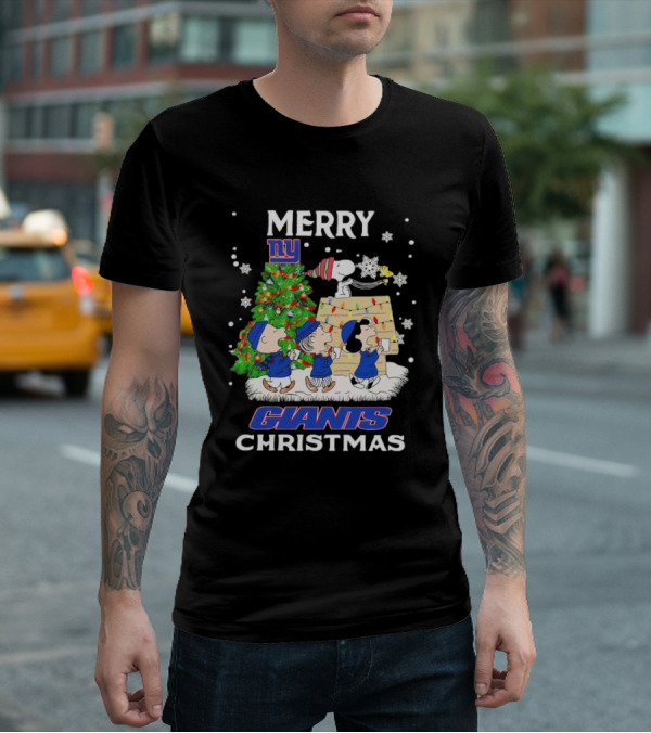 Merry Christmas Peanuts New York Giants T-Shirt
