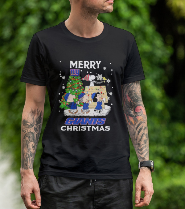 Merry Christmas Peanuts New York Giants T-Shirt