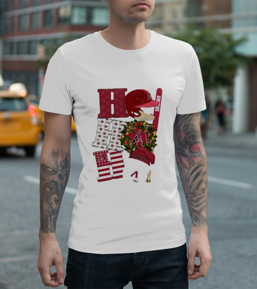 Arizona Diamondbacks D-Backs Ho Ho Ho Merry Christmas Holiday Baseball T-Shirt