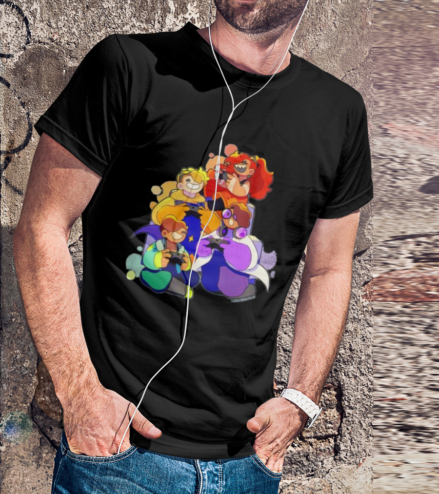 Bish Bash Bots Gaming Fun Characters Controller Crew T-Shirt