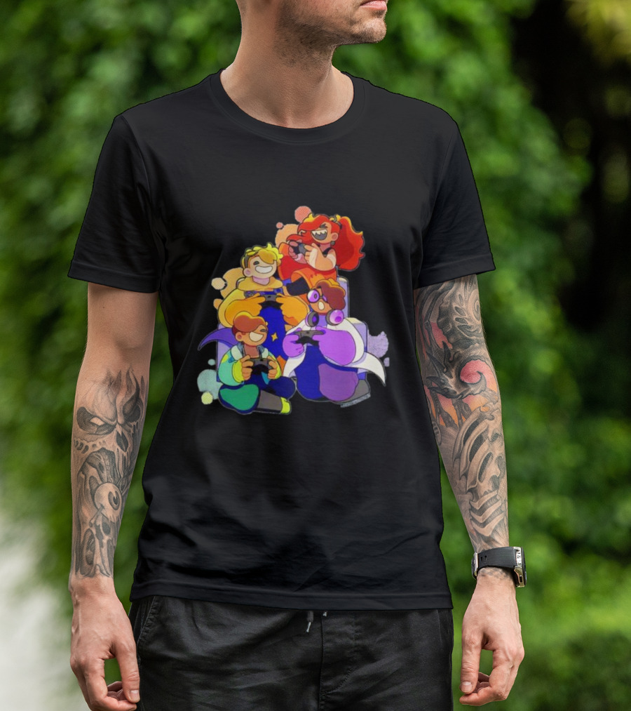 Bish Bash Bots Gaming Fun Characters Controller Crew T-Shirt
