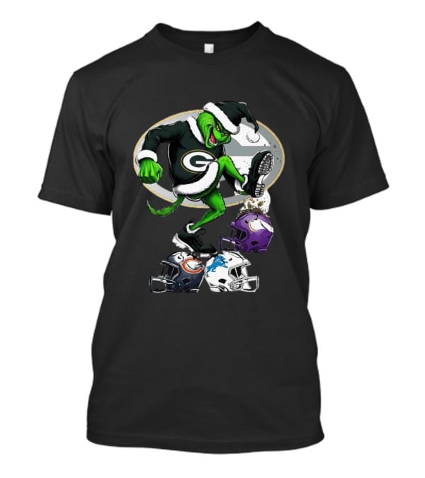 Green Bay Packers Grinch Crushing Rival Football Teams With Christmas Spirit T-Shirt
