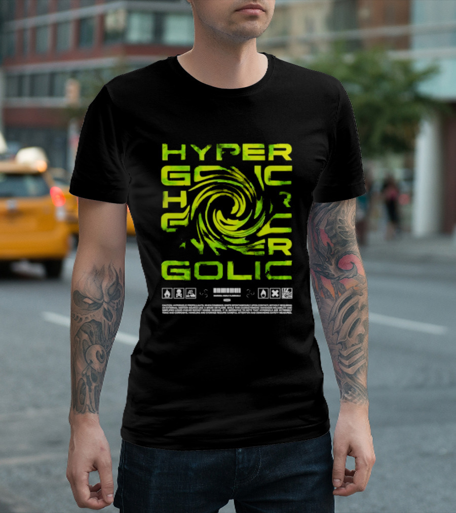 HYPERGOLIC SAFETY WARNING SYMBOLS SWIRL TEXT T-Shirt