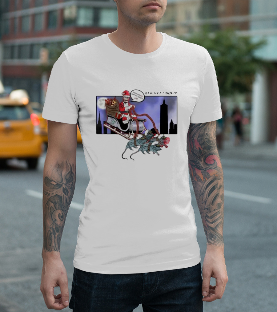 Josh Saves Christmas Chupacabras Sled New York City Skyline T-Shirt