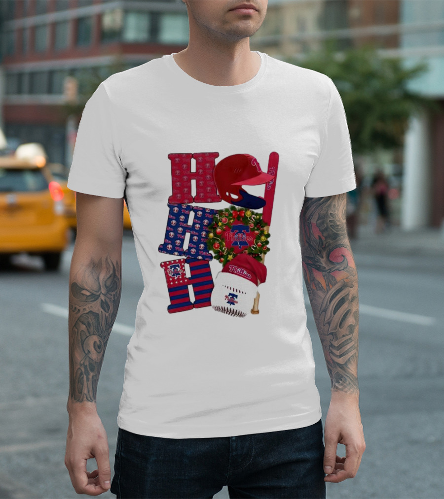 Philadelphia Phillies Ho Ho Ho Merry Christmas Sports Fan T-Shirt
