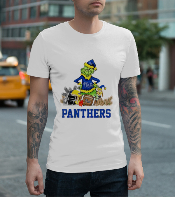 Pittsburgh Panthers Grinch Max Dog Christmas Football T-Shirt