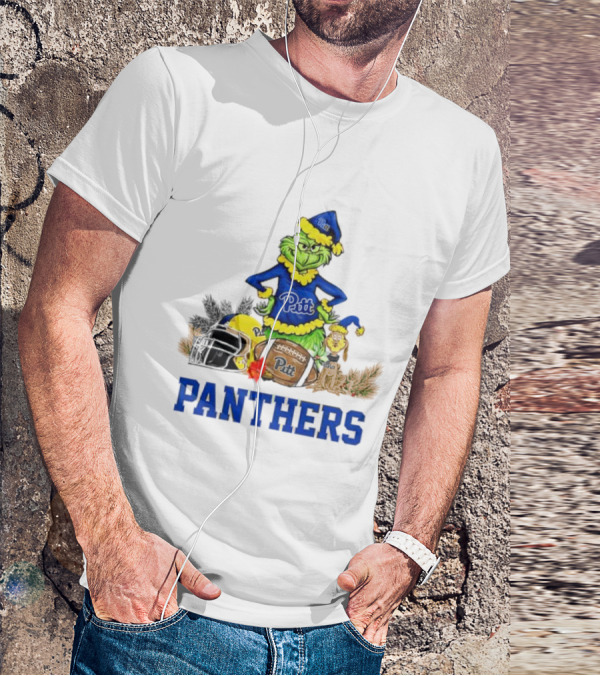 Pittsburgh Panthers Grinch Max Dog Christmas Football T-Shirt
