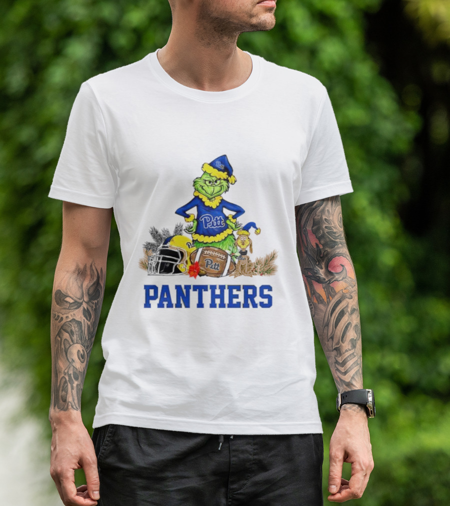 Pittsburgh Panthers Grinch Max Dog Christmas Football T-Shirt