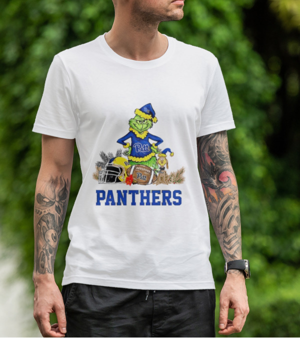 Pittsburgh Panthers Grinch Max Dog Christmas Football T-Shirt