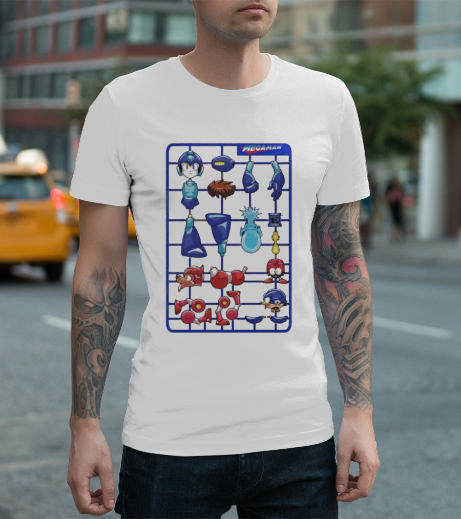 Capcom Megaman Assemble Toy Parts Blueprint T-Shirt