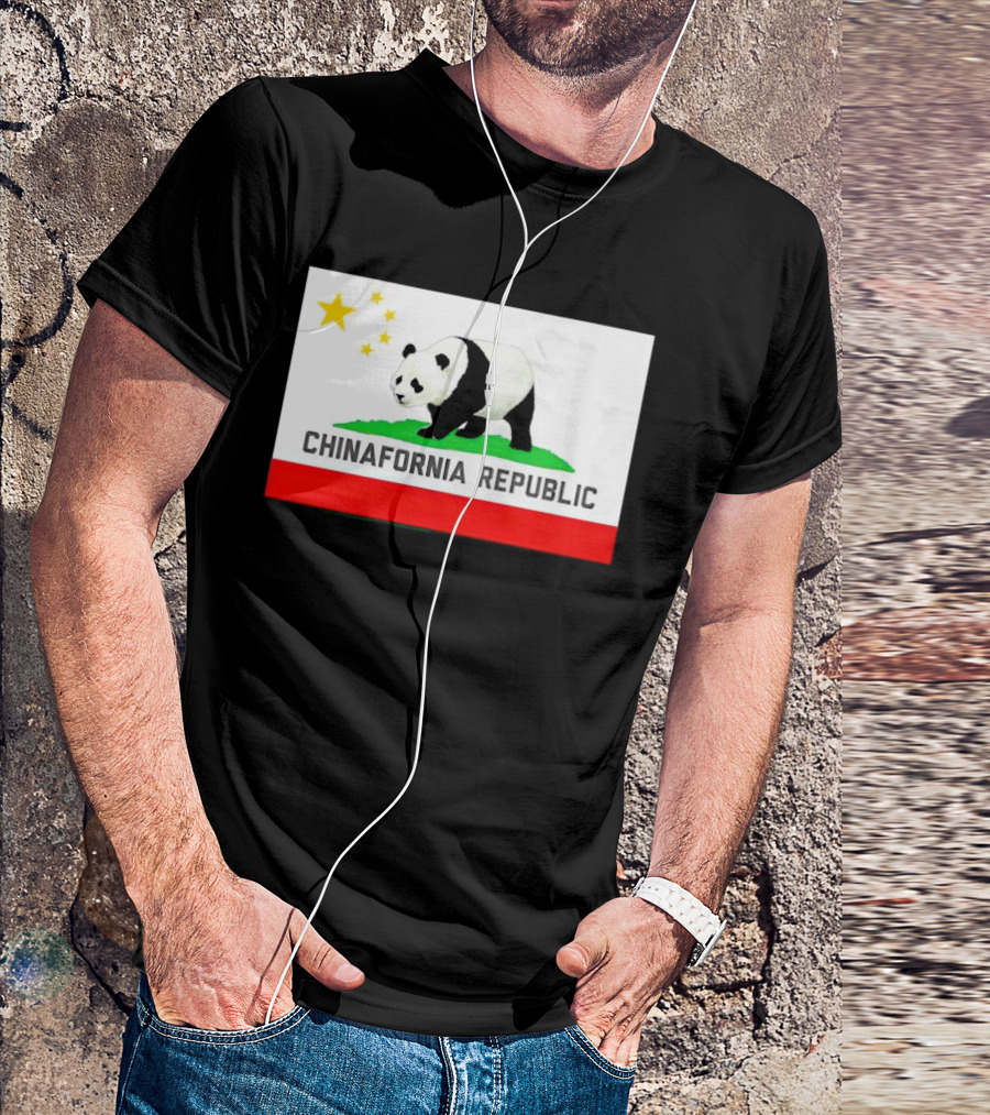 Chinafornia Republic Panda Flag Mockup T-Shirt