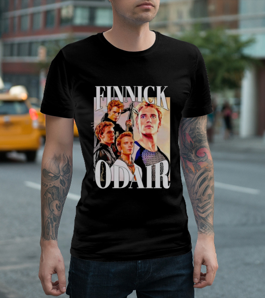 Finnick Odair Character Collage With Weaponry Elements T-Shirt