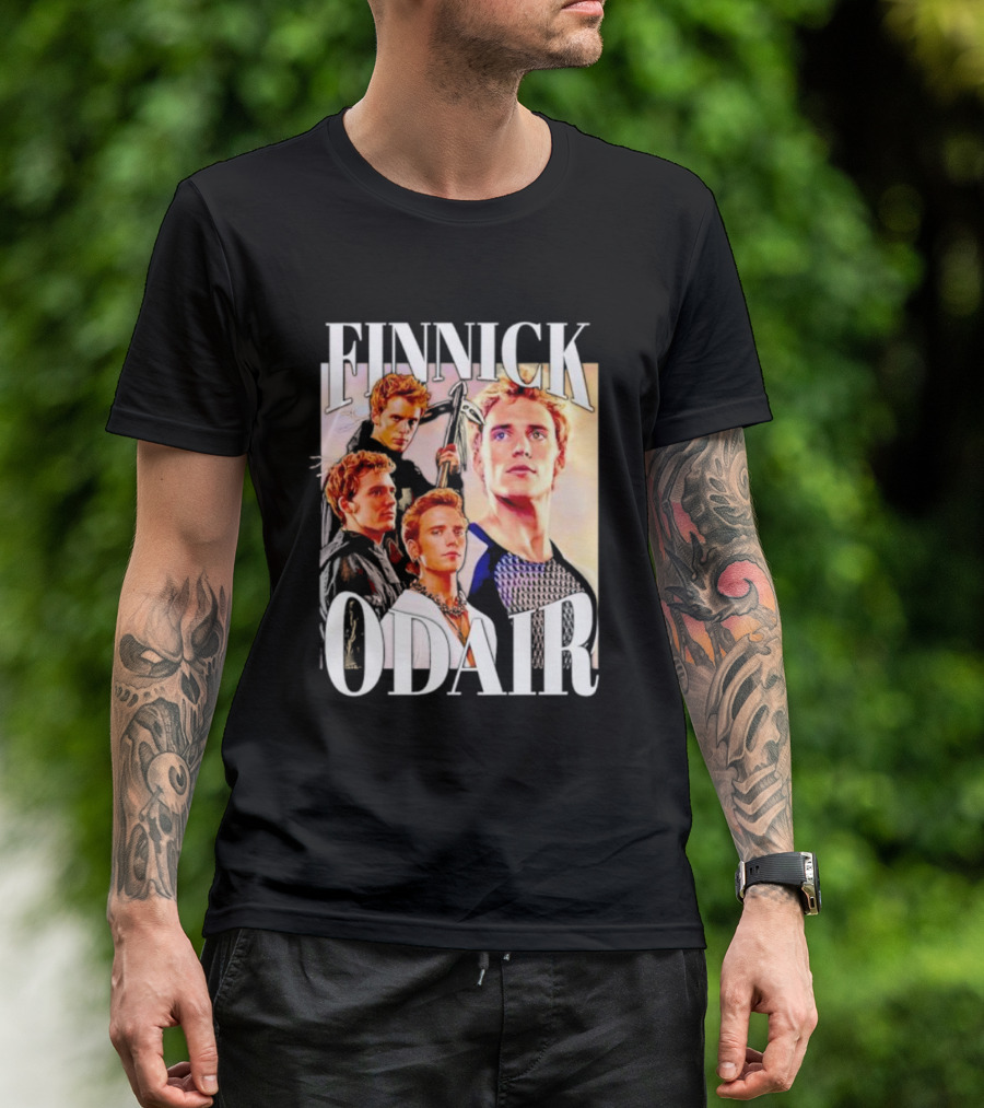Finnick Odair Character Collage With Weaponry Elements T-Shirt