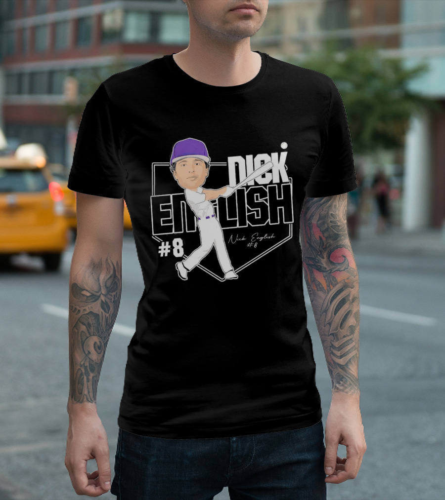 Nick English Caricature Signature Baseball Nick English #8 T-Shirt