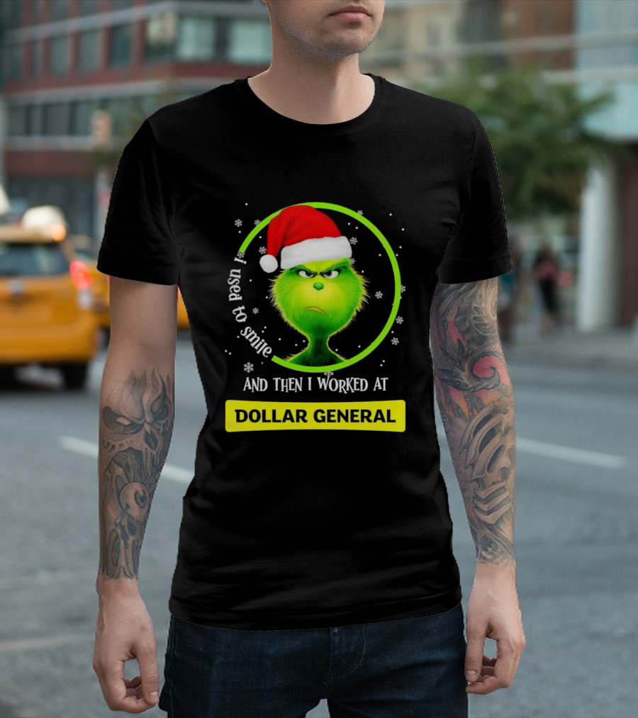 Santa Grinch I Used to Smile and Then I Worked at Dollar General Christmas T-Shirt