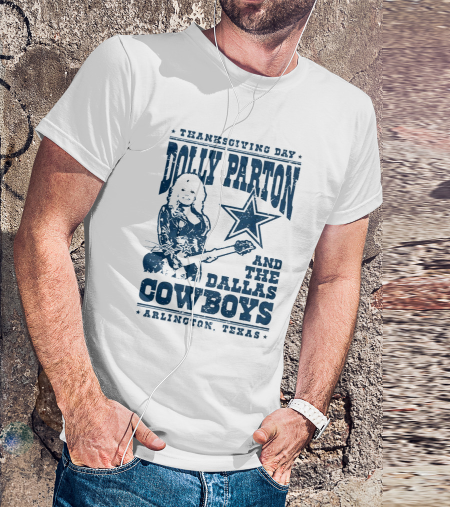 Thanksgiving Day Dolly Parton And The Dallas Cowboys Arlington Texas Star Guitar T-Shirt