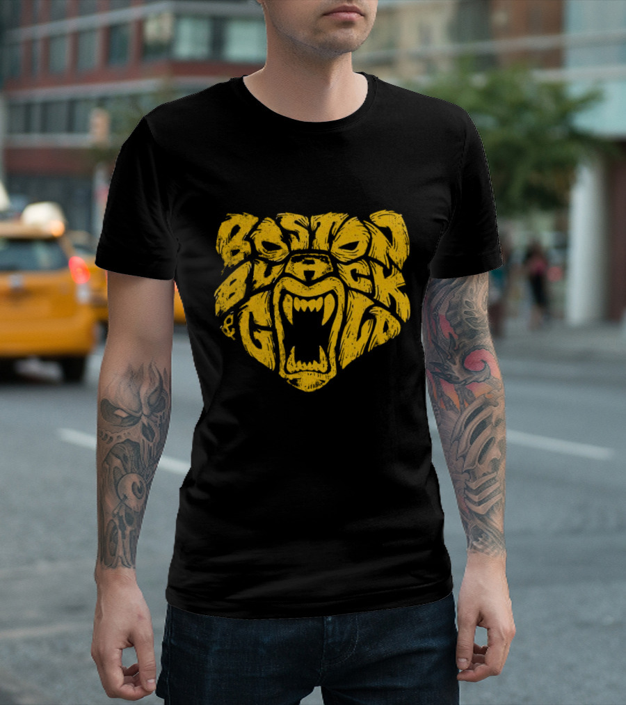 Boston Black And Gold Bear Face T-Shirt