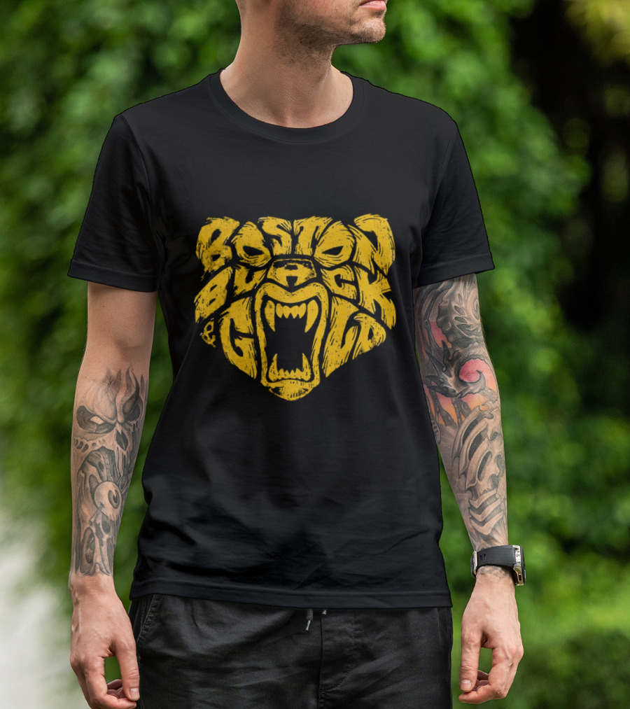 Boston Black And Gold Bear Face T-Shirt