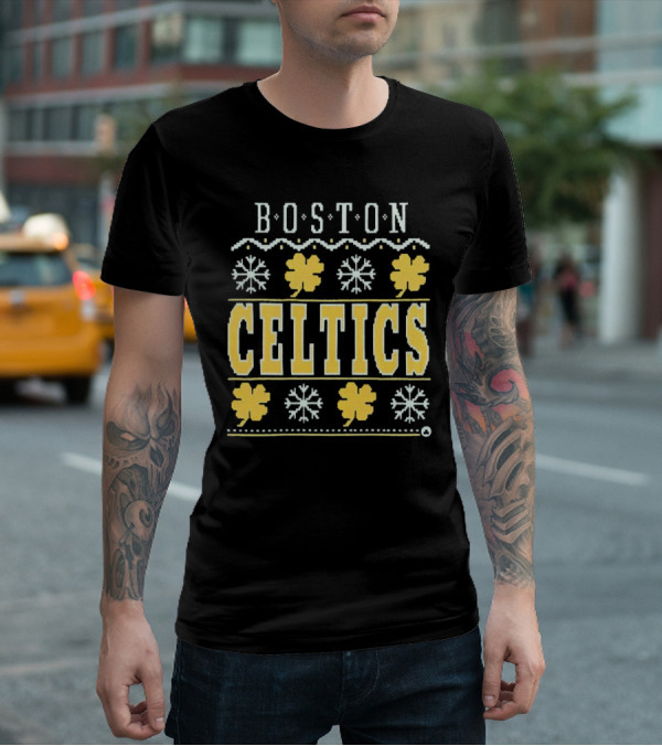 Boston Celtics Snowflakes And Shamrocks T-Shirt