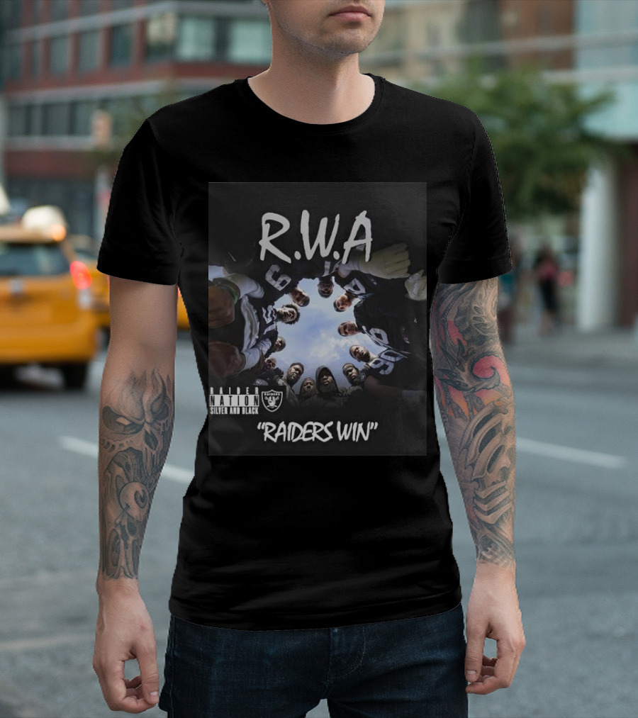 RWA Raider Nation Silver and Black Raiders Win T-Shirt