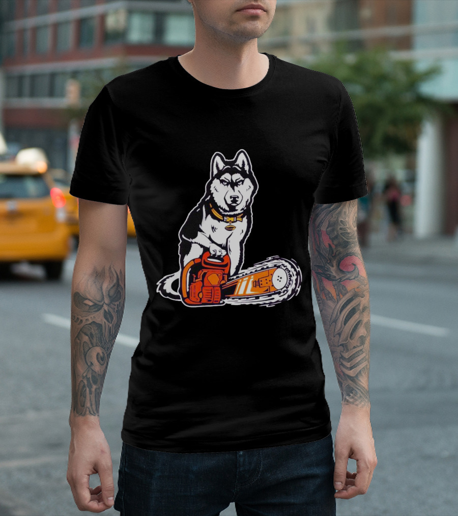 Washington Huskies Beaver Buster Chainsaw Dog T-Shirt