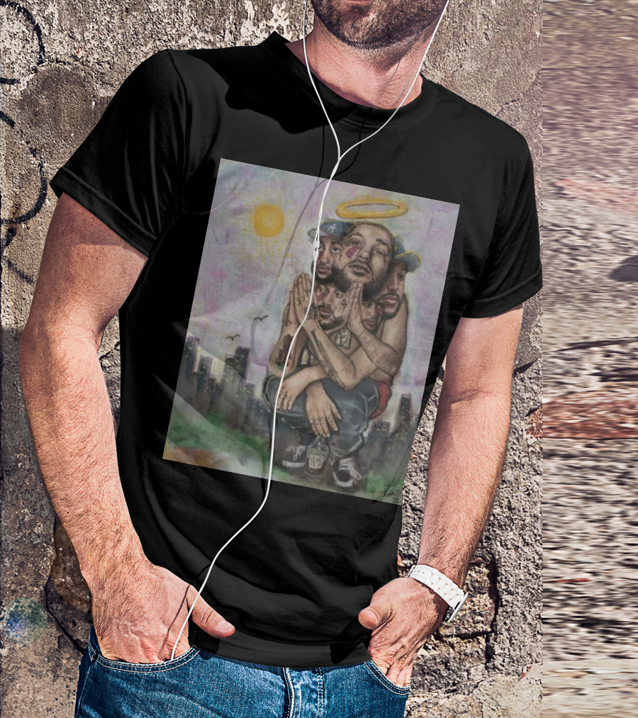 Yams Art Paint Angel Halo Cityscape Urban Vibes T-Shirt
