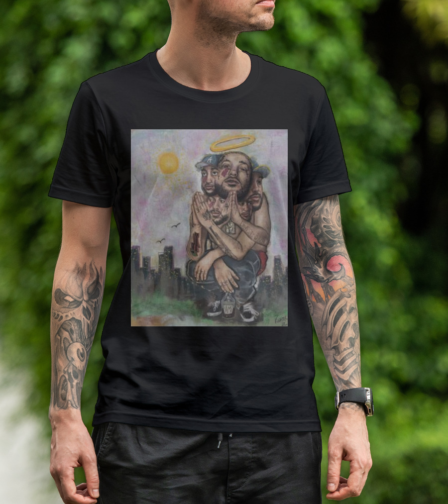 Yams Art Paint Angel Halo Cityscape Urban Vibes T-Shirt