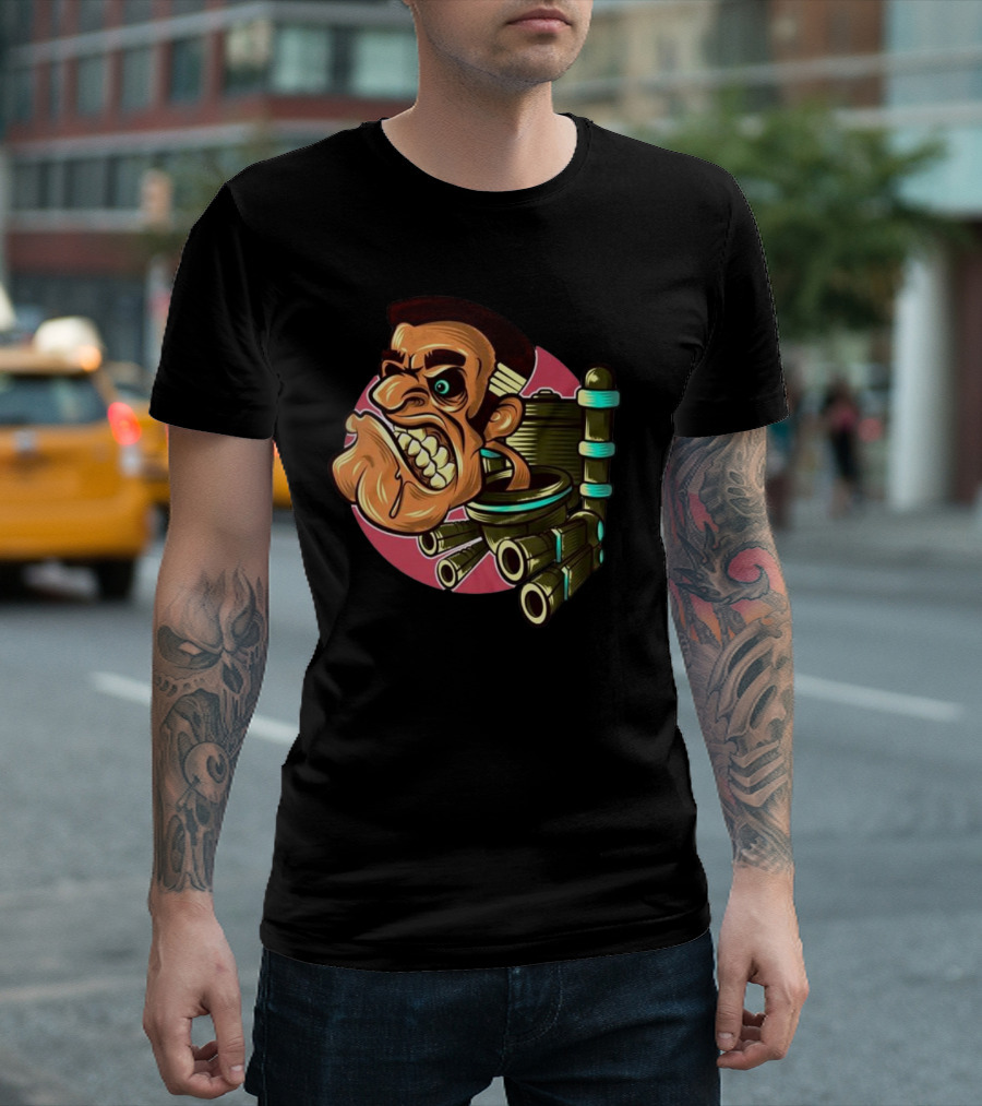 Skibidi Toilet Meme Angry Gritty Face T-Shirt