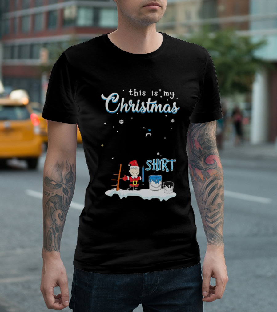 Snoopy and Charlie Brown This Is My Christmas Carolina Panthers T-Shirt