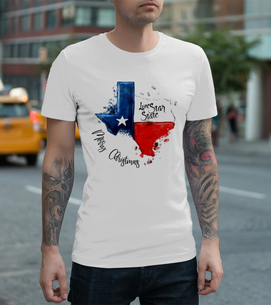 Texas Flag Lone Star State Merry Christmas T-Shirt