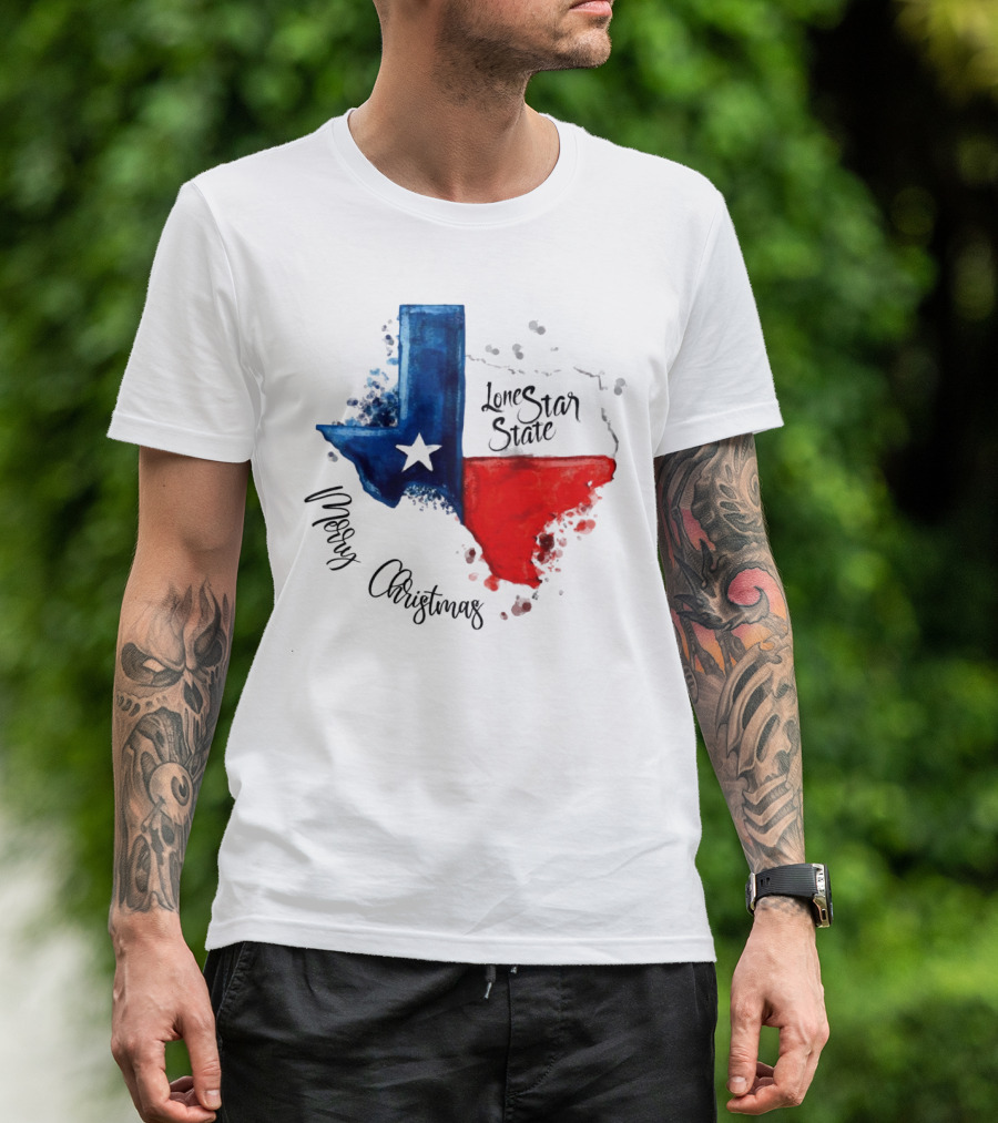 Texas Flag Lone Star State Merry Christmas T-Shirt