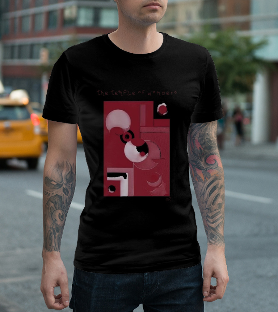 The Temple of Wonders Abstract Geometric Red Circles and Shapes T-Shirt