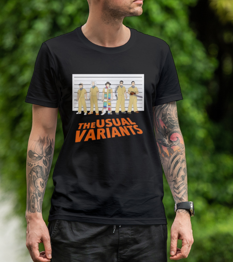 The Usual Variants Parody Featuring Sci-Fi Time Travel Characters In Lineup T-Shirt