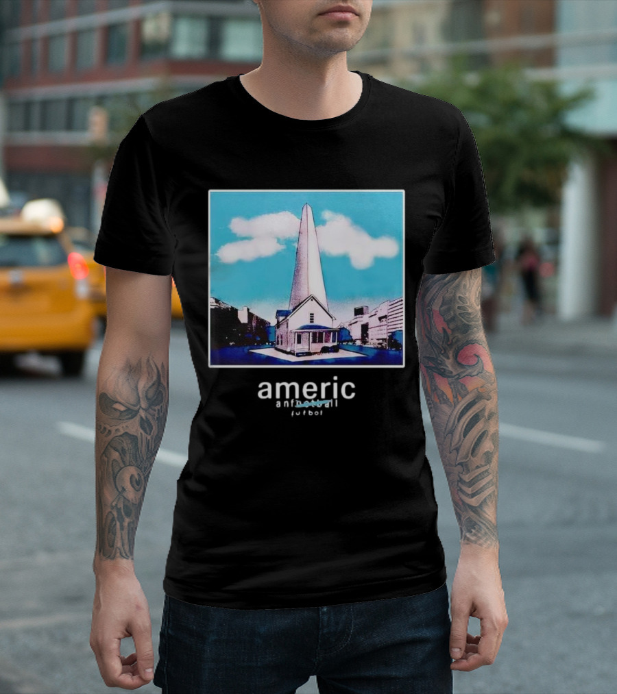 Americ anfootball Futbol House and Obelisk Cityscape T-Shirt