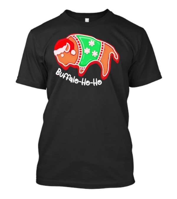 Buffalo-Ho-Ho Christmas Gingerbread Bison Santa T-Shirt