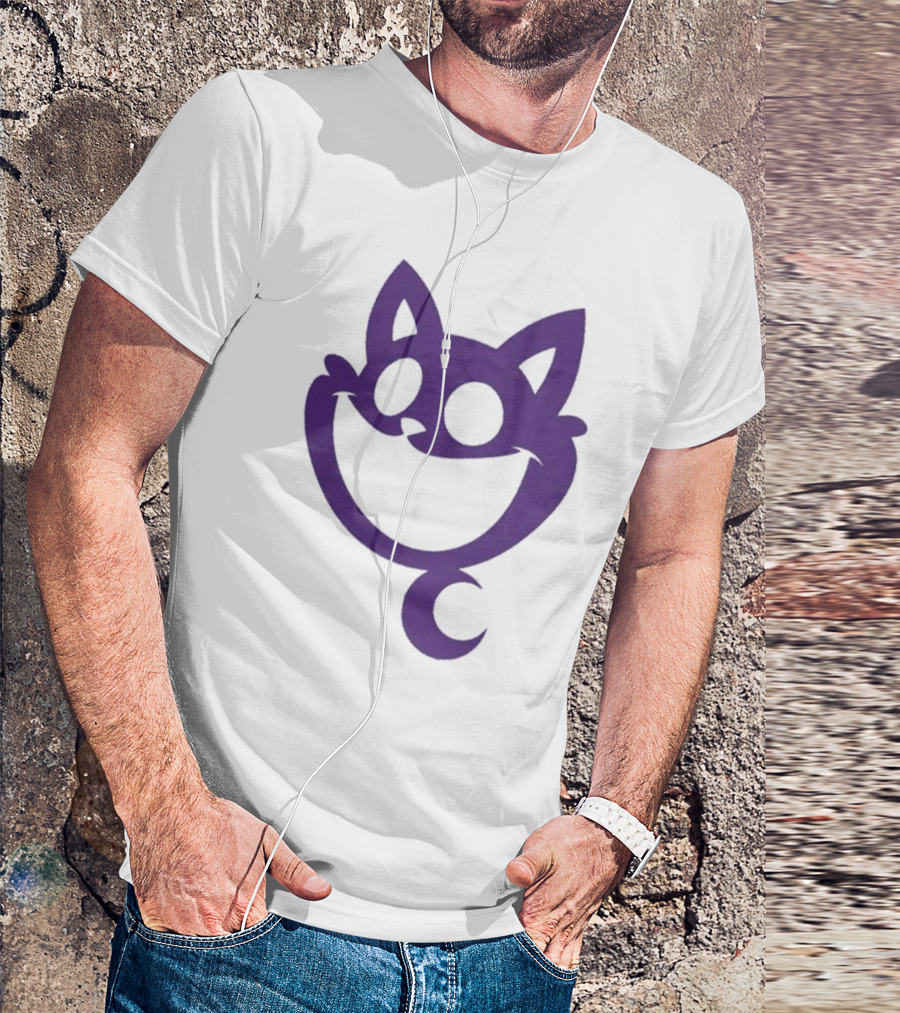 Cheshire Cat Purple Silhouette Face Design Catnap Face T-Shirt