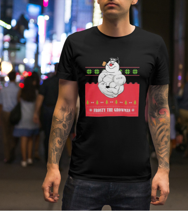 Frosty The Growman Christmas Bodybuilder Snowman T-Shirt