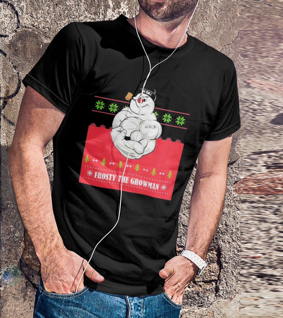 Frosty The Growman Christmas Bodybuilder Snowman T-Shirt