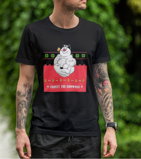 Frosty The Growman Christmas Bodybuilder Snowman T-Shirt