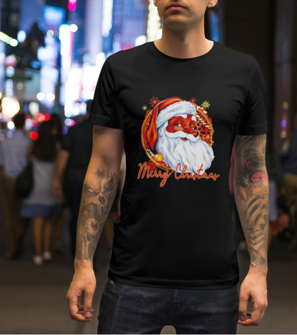 Handsome Black Santa Merry Christmas Festive Joyful Santa Image T-Shirt