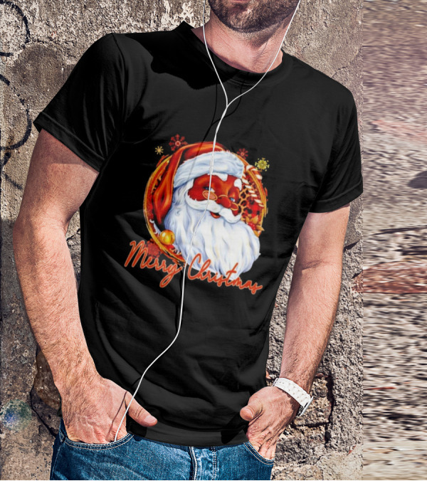 Handsome Black Santa Merry Christmas Festive Joyful Santa Image T-Shirt