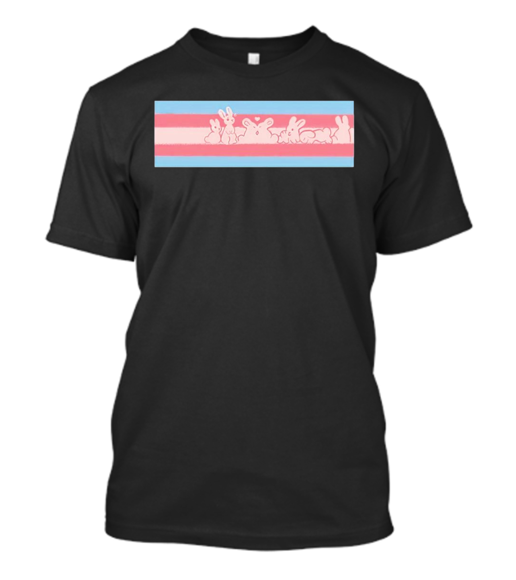 Trans Flag Bunny Band Stripes T-Shirt