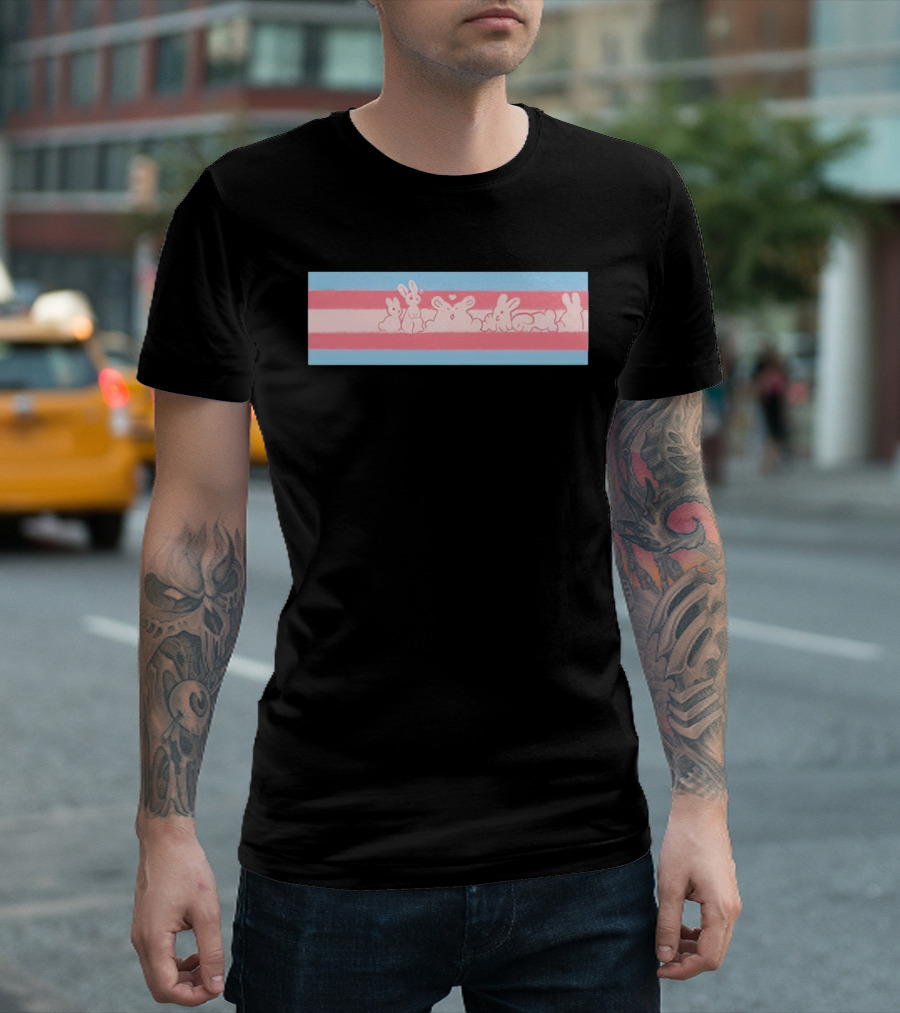 Trans Flag Bunny Band Stripes T-Shirt