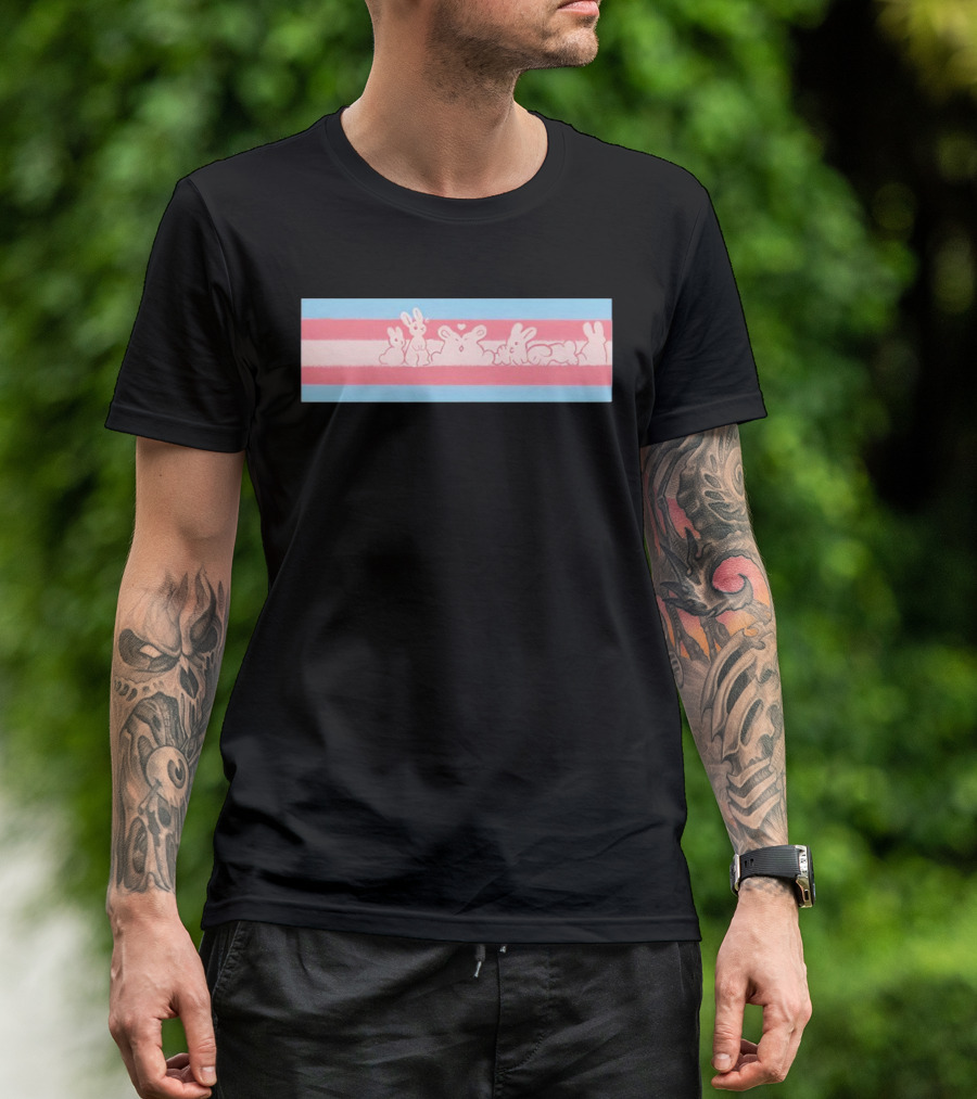 Trans Flag Bunny Band Stripes T-Shirt