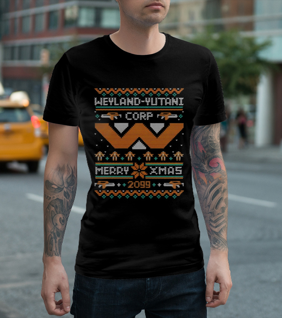 Weyland-Yutani Corp Merry Xmas 2099 Alien Themed Ugly Christmas T-Shirt